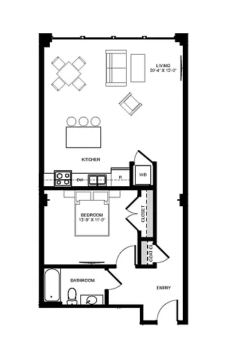 Floor plan 1BD 1BA