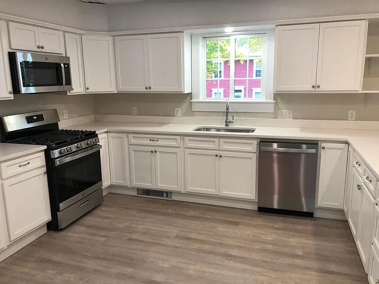 Custom cabinets and quartz countertops.