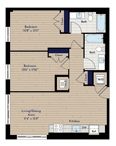 Floor plan A 2BR-E1