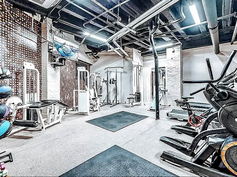 Building gym located on lower floor