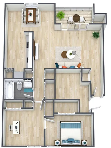 Floor plan 1BR - 1BTH w/ Den