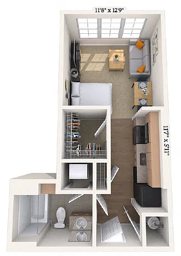 Floor plan Studio 0x1 394 SF