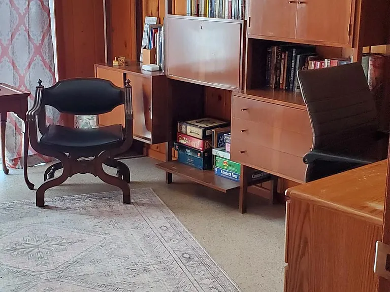 Retro, 70's style book case in office
