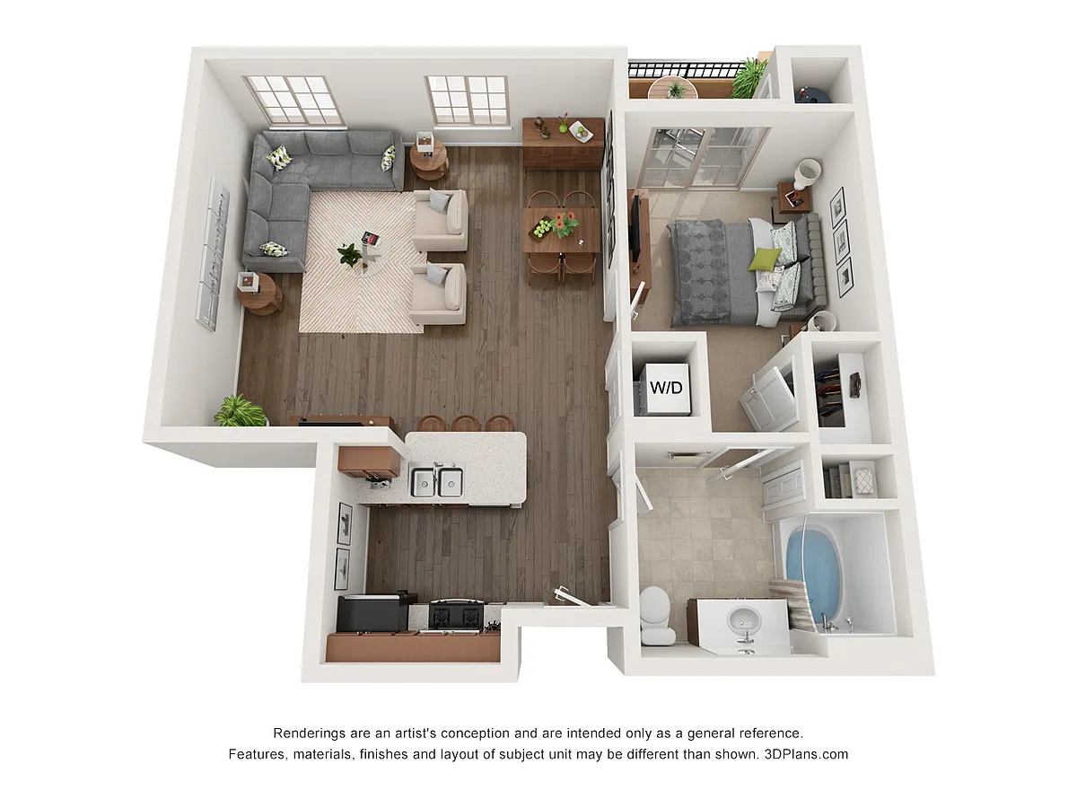 Floor plan 1 Bed, 1 Bath