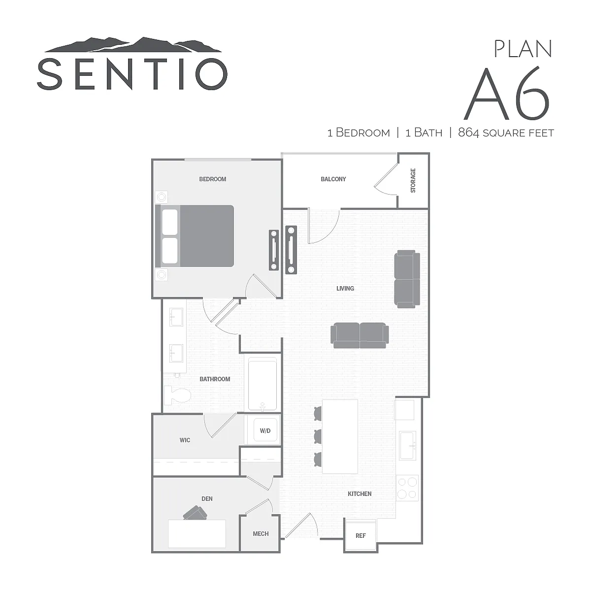Floor plan 1 Bed/1 Bath