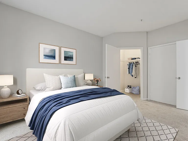 Step into luxury living at Eagle Rock Apartments at Belcamp. This beautifully designed bedroom features contemporary decor, ample natural light, and generous closet space. Elevate your lifestyle todayschedule a tour to see your new home!