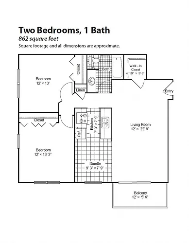 Floor plan Renovated Large 2 Bedroom