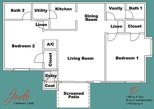 Floor plan Two Bedrooms | Two Baths