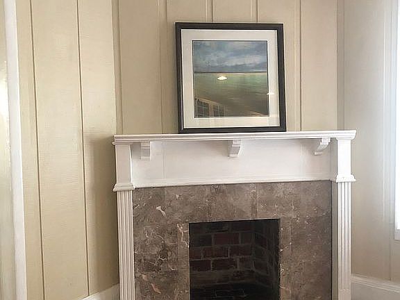 Dining room fireplace. 