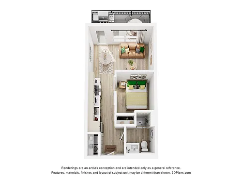 Floor plan 1 Bedroom 1 Bath