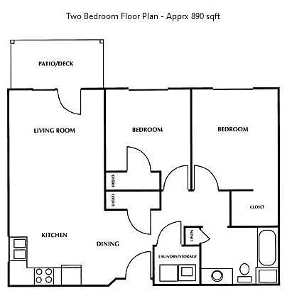 Floor plan 2 Bed 1 Bath