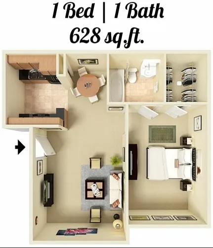 Floor plan 1 Bed 1 Bath Flat