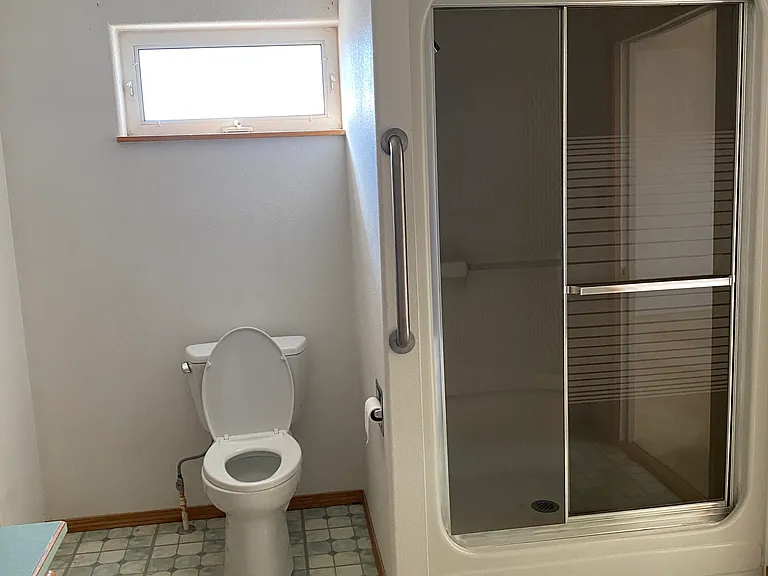 Master bath shower and commode.