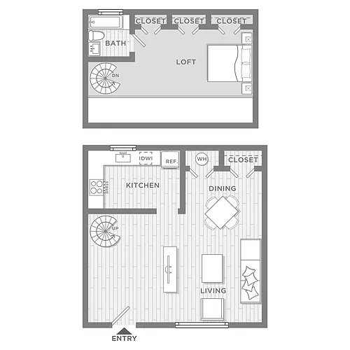 Floor plan 1 BR Loft (C)