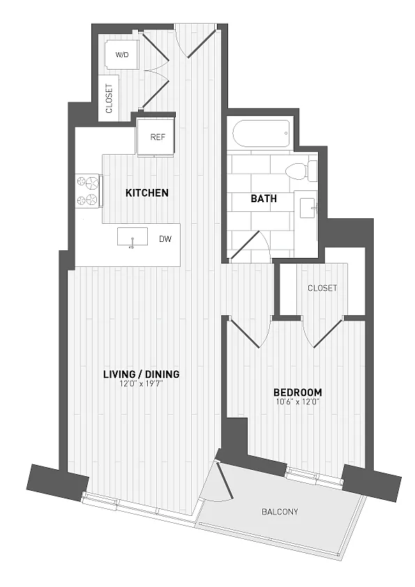 Floor plan 1 Bed/1 Bath-B-2