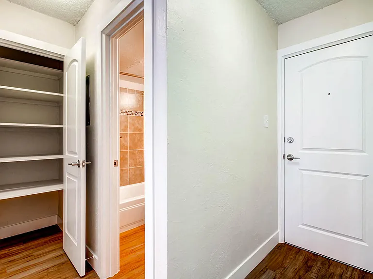 Our Apartment Storage Linen Closet at Off Broadway Flats in Englewood Colorado