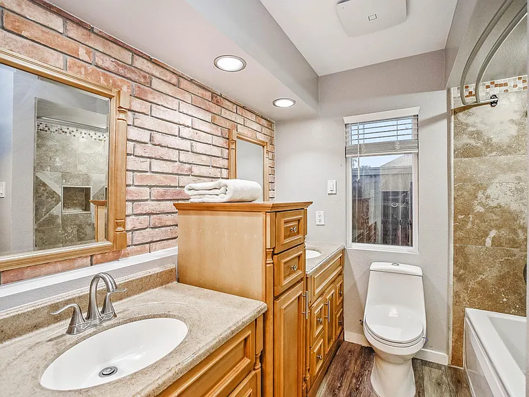 Master bath has double sinks.