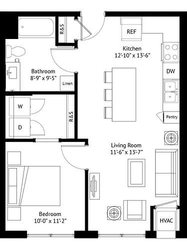 Floor plan 1 Bedroom-B3