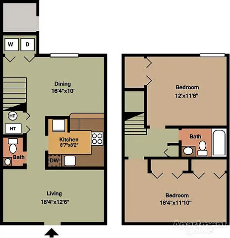 Floor plan 2 Bedroom Townhome
