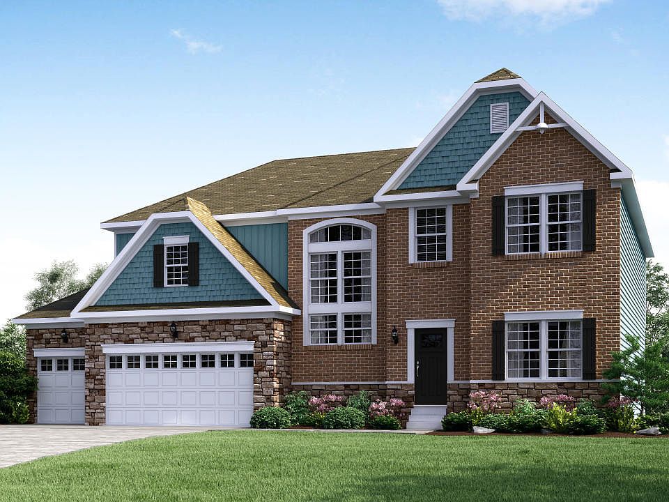 Elevation E Opt New England Inspired Facade, 3-Car Garage Garage Doors