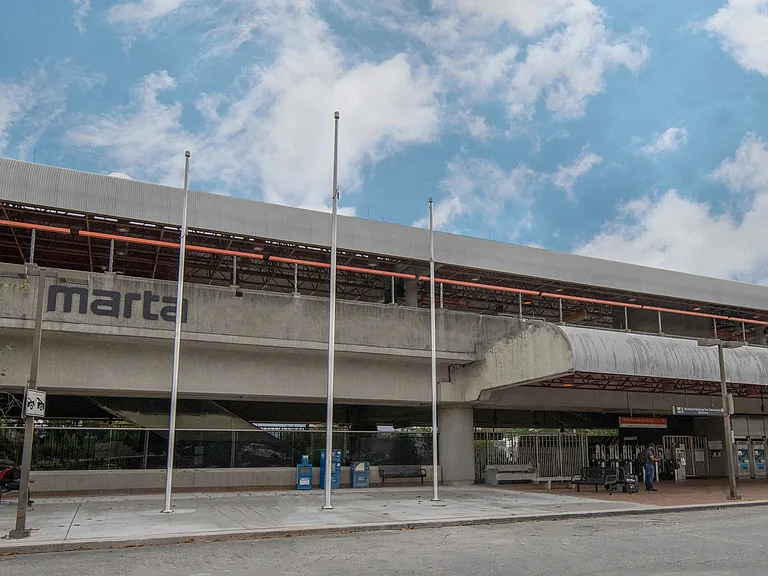 The Brookhaven MARTA station is on the gold rail line, making commuting a breeze
