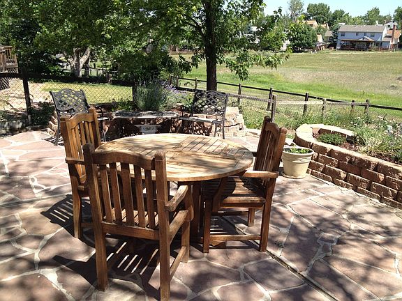 Flagstone patio in back yard