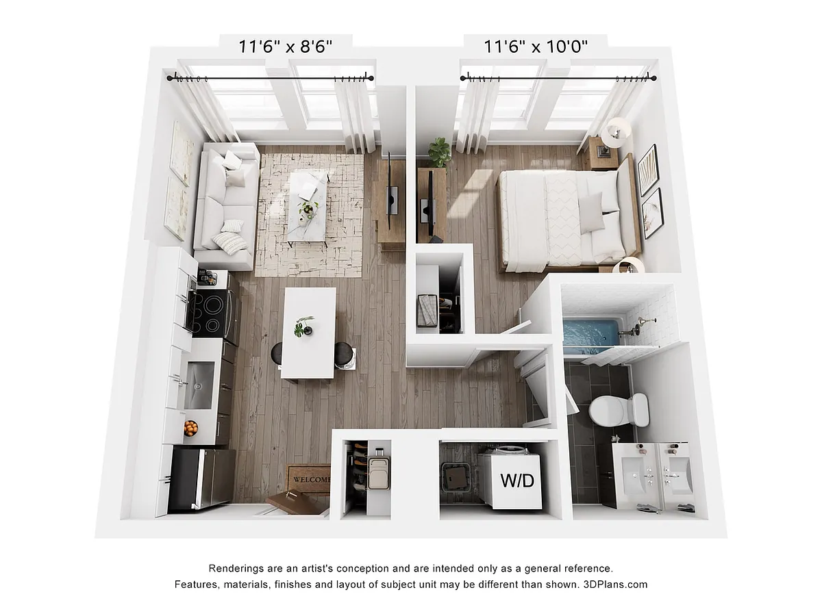 Floor plan 1 Bedroom 1 Bathroom | 512