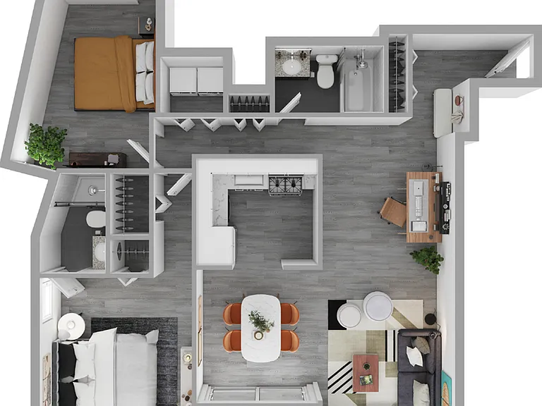 Chesapeake Floorplan: 2 Bed/2 Bath 1300-sq-ft Chesapeake Floorplan: 2 Bed/2 Bath 1300-sq-ft
