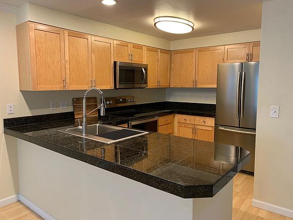 Updated kitchen with plenty of cabinet storage space and closet pantry.