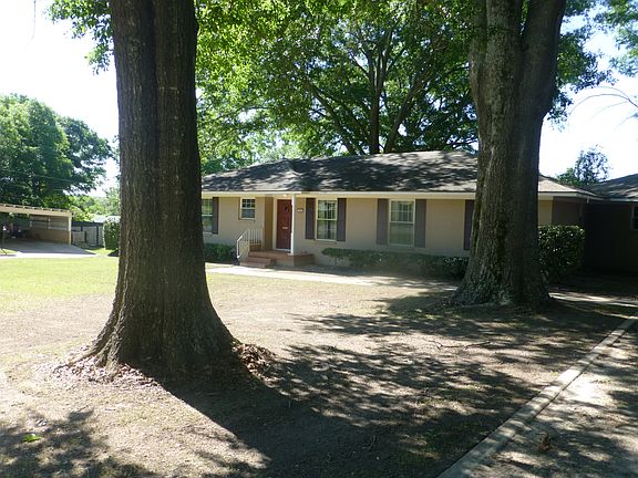 Mature trees line driveway