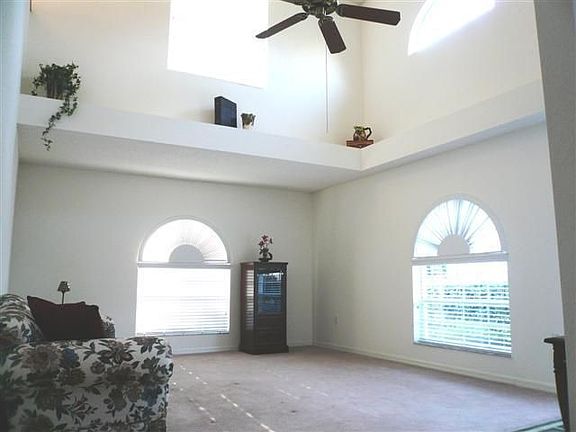 Family Room with high ceilings