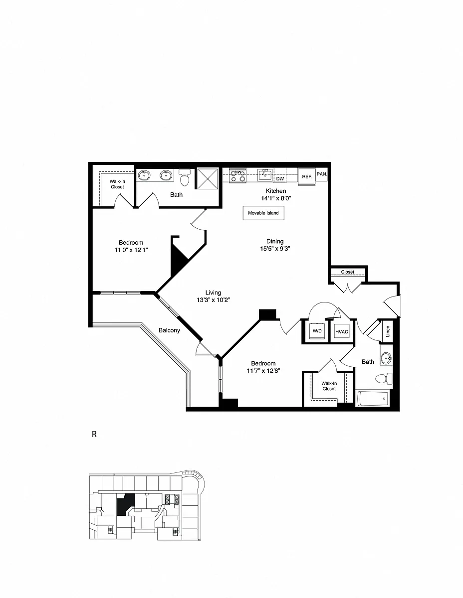 Floor plan TWO BEDROOMS R