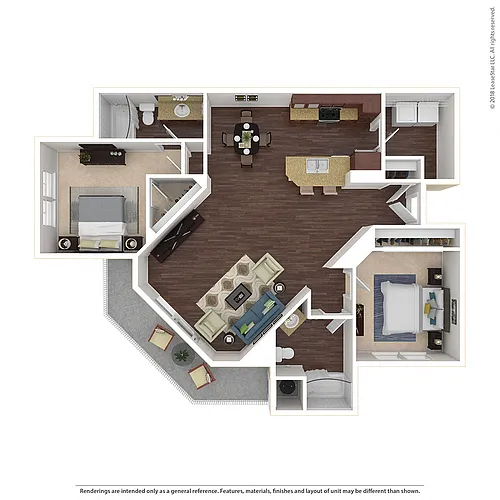 Floor plan 2 Bed, 2 Bath