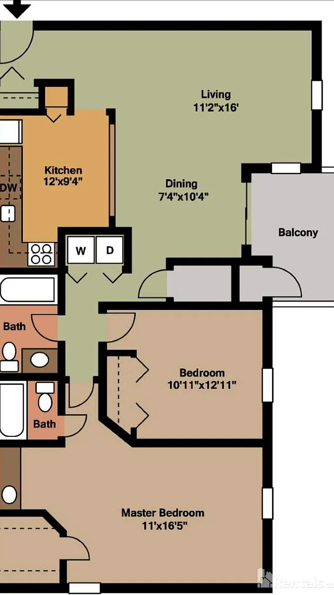 Floor plan 2 Bedroom 2 Bathrooms