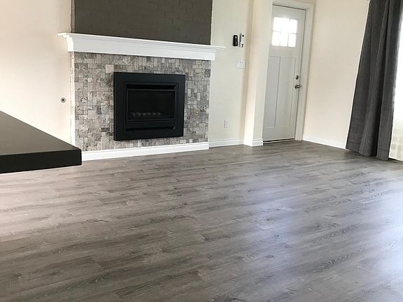 Gas fireplace in the large open living area