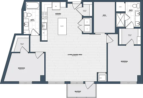 Floor plan 2 Bed/2 Bath Den-BD6-1