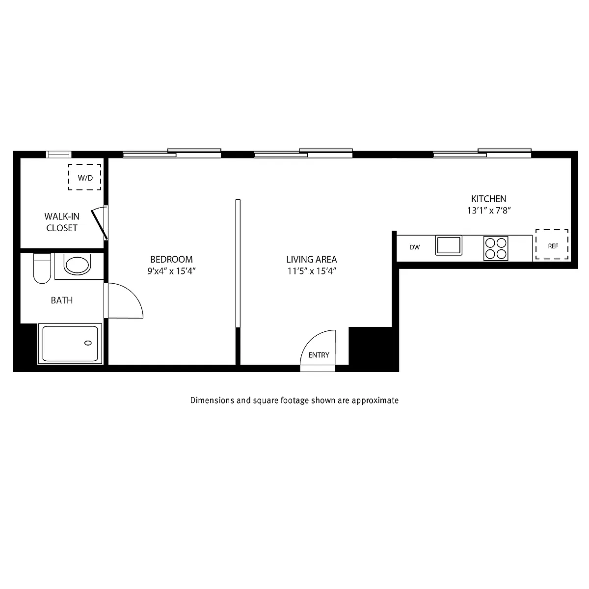 Floor plan Urban 1 Bed 1 Bath C