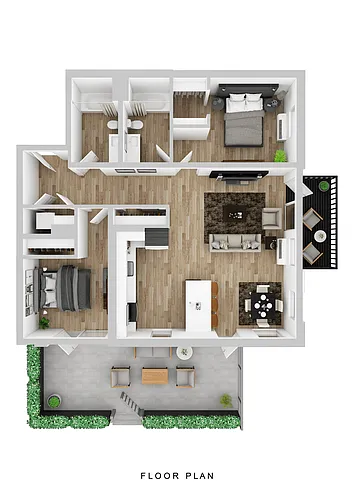 Floor plan Broadrock - 2 Bed A3 Large Patio + Balcony
