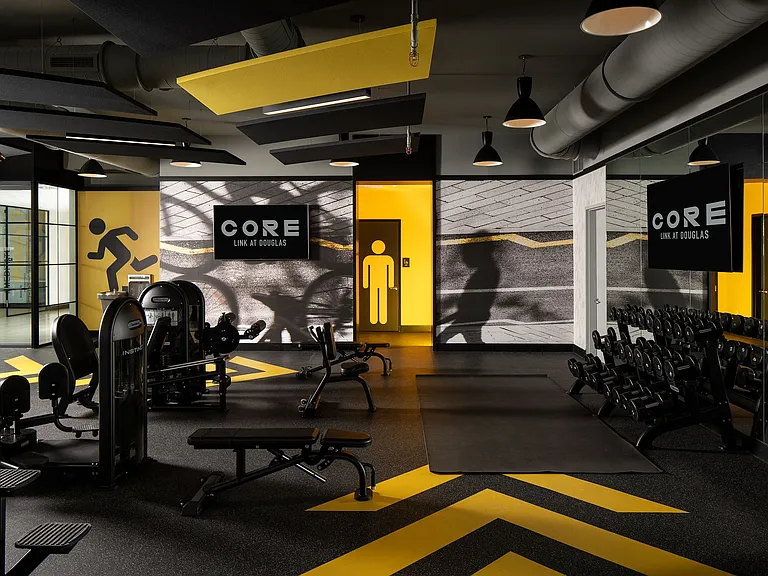 The fitness center also includes a yoga studio