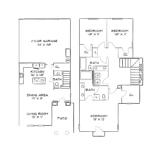 Floor plan Design 3B Townhome
