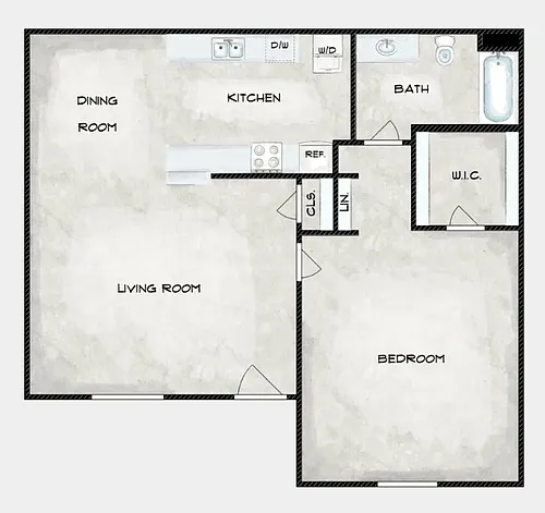Floor plan One Bedroom/One Bath