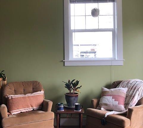 This is the north wall of the living room. The french doors are to the right (not pictured).