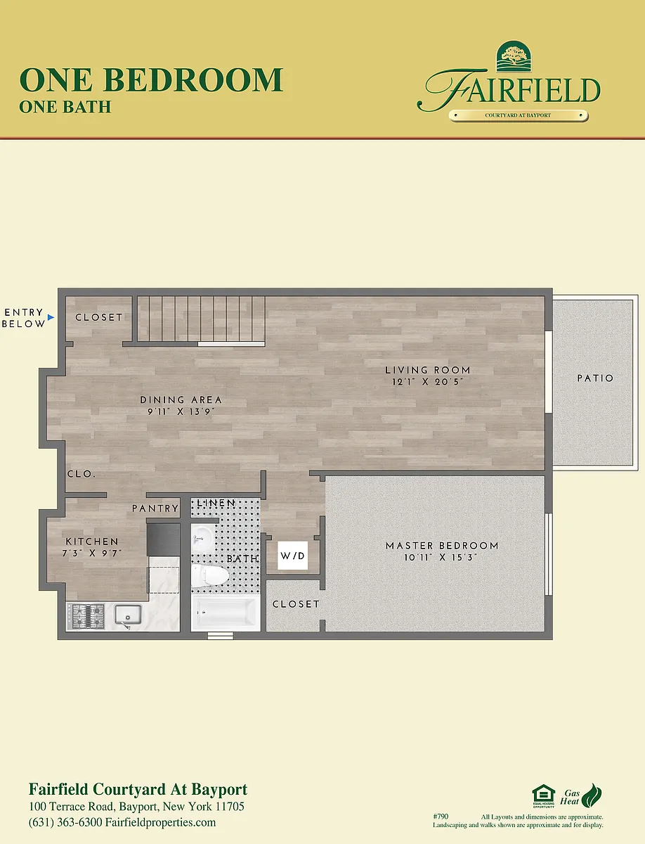 Floor plan One Bedroom 790SF