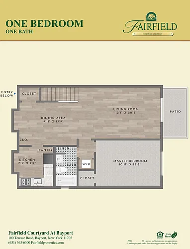 Floor plan One Bedroom 790SF