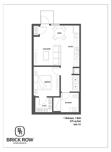 Floor plan 1 Bed Unit 111