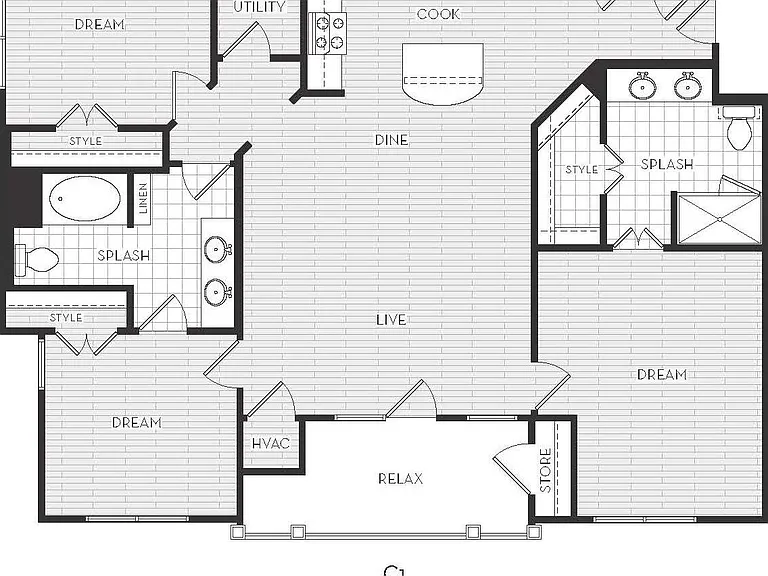 Dalian 151 - C1 - 2 Beds - 2 Baths - 1405 Sq. ft.