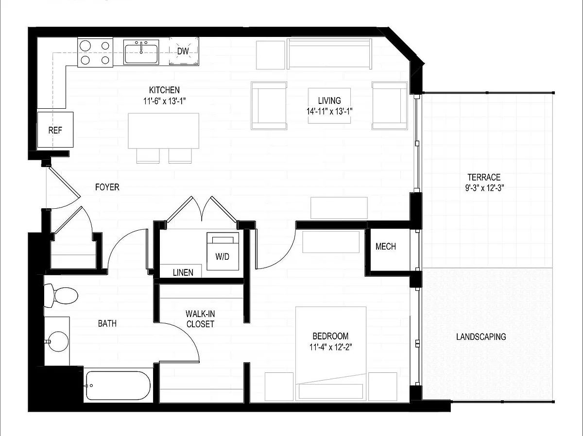 Floor plan 1 Bed F