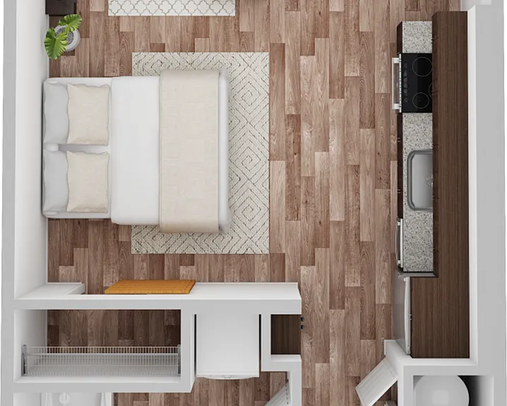 Studio 3D Floor Plan Furnished Studio 3D Floor Plan Furnished