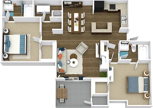 Floor plan 2 Bed, 2 Bath A