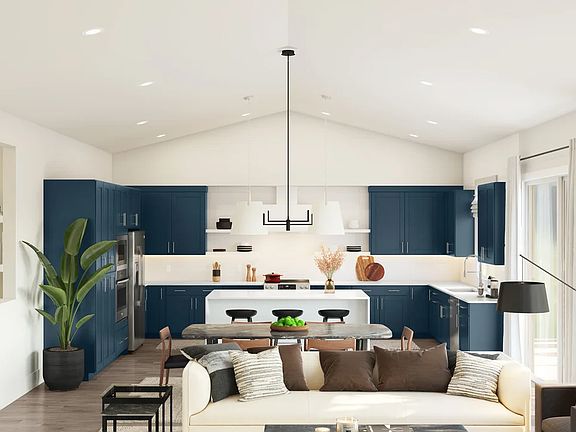 Great room with vaulted ceiling